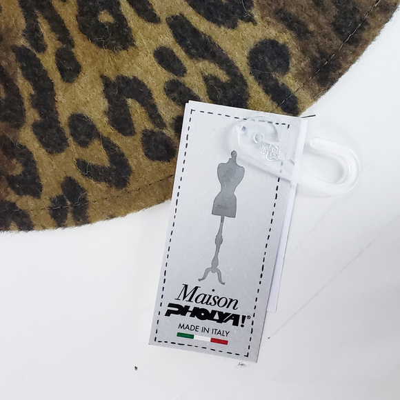 Maison Phoyla Italian made Leopard Lg Wool Hat New